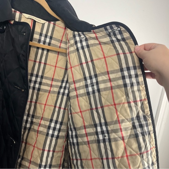 BURBERRY London QUILTED JACKET WOMENS Small BLACK Button Nova Double Breast - Picture 9 of 16